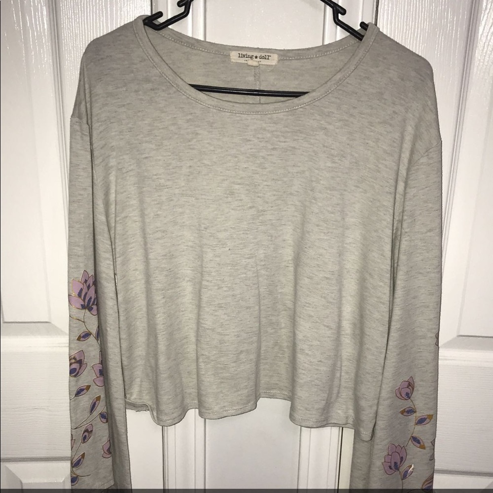 Cropped Bell Sleeve Shirt